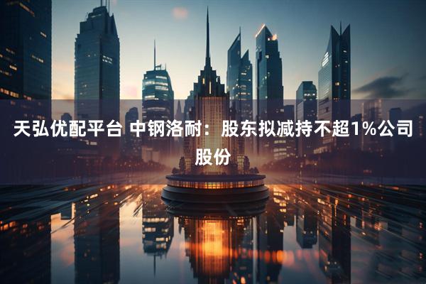 天弘优配平台 中钢洛耐：股东拟减持不超1%公司股份